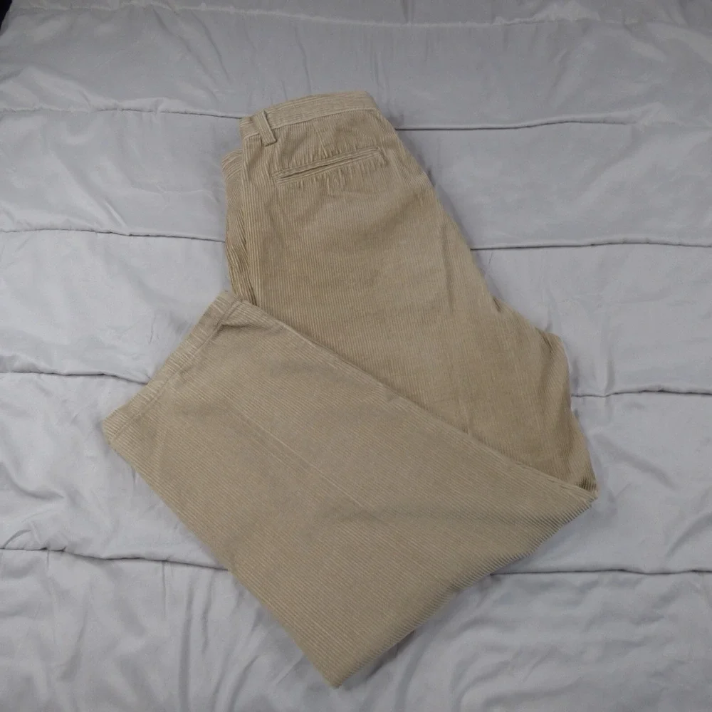 Men's Heavy Soft Trilogy Flat Front Corduroy Warm Pants 38/30‎ 100% Cotton Tan